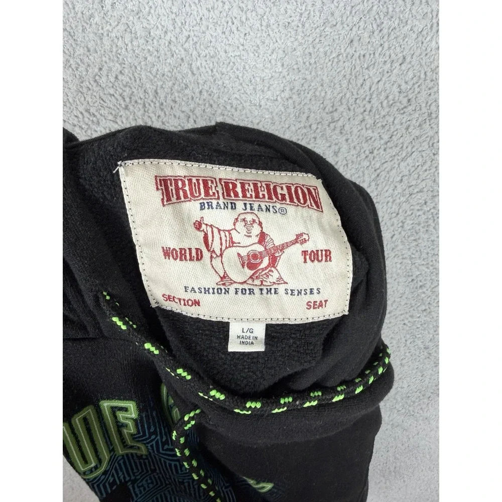 True Religion Men's Black Digital Motherboard Logo Pullover Hoodie‎ Size L